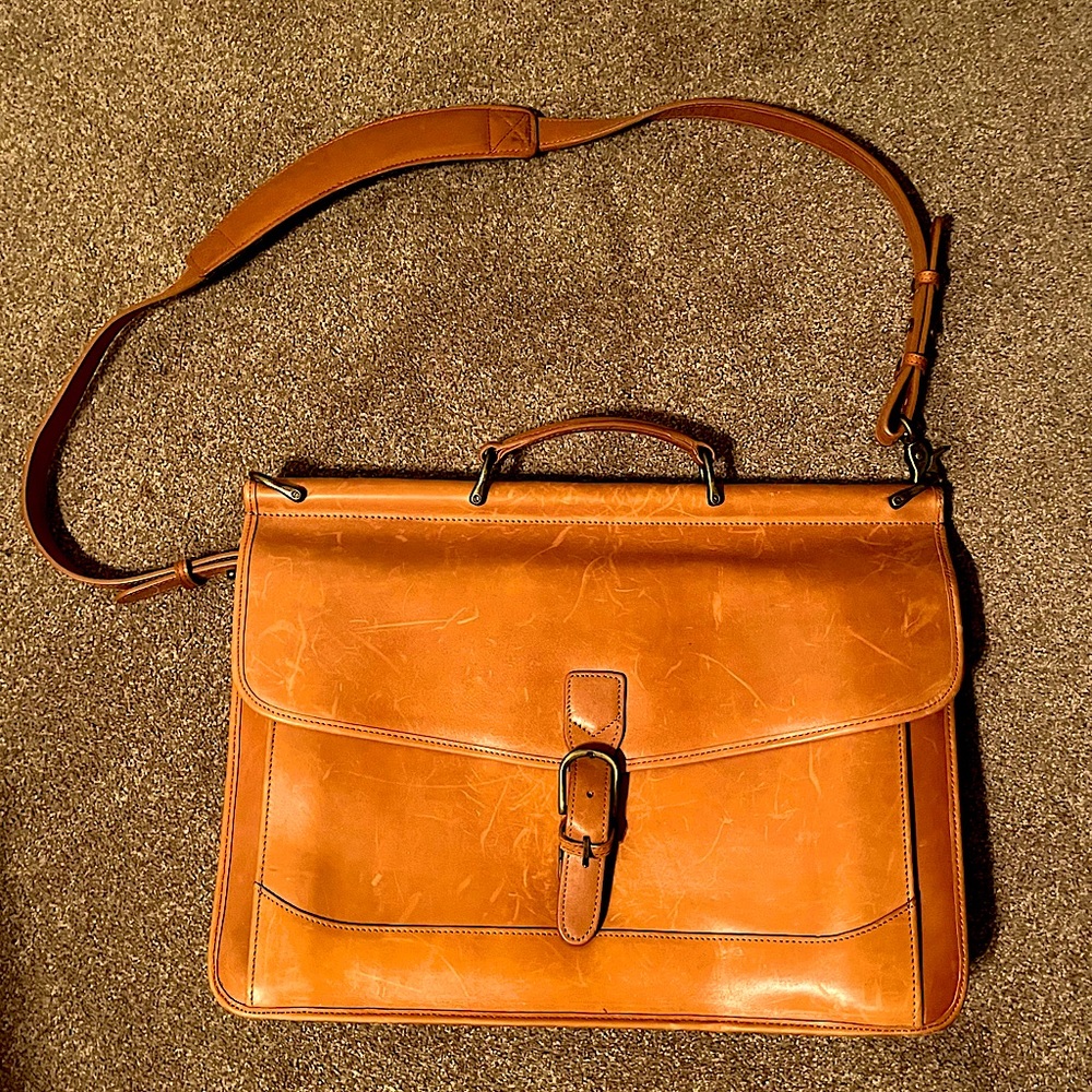 L.L. Bean Saddle Leather Briefcase Expertly Crafted